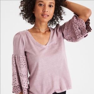 American eagle soft sexy bell eyelet sleeve top